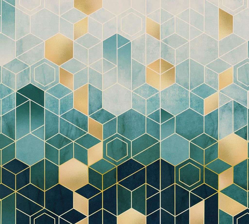 Фотообои в интерьере изумрудные соты  9-1345 фото