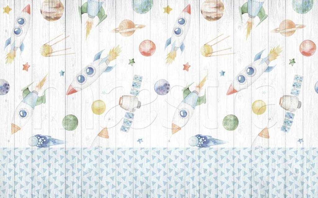 Фотообои в интерьере ракеты в детскую фон  15-119 фото
