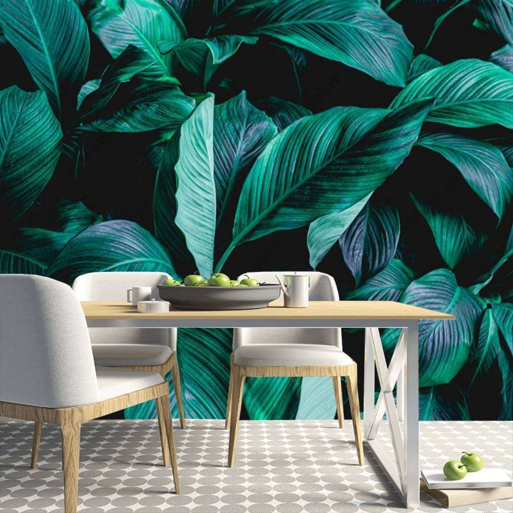 Фотообои в интерьере листья зеленые большие  9-998 фото