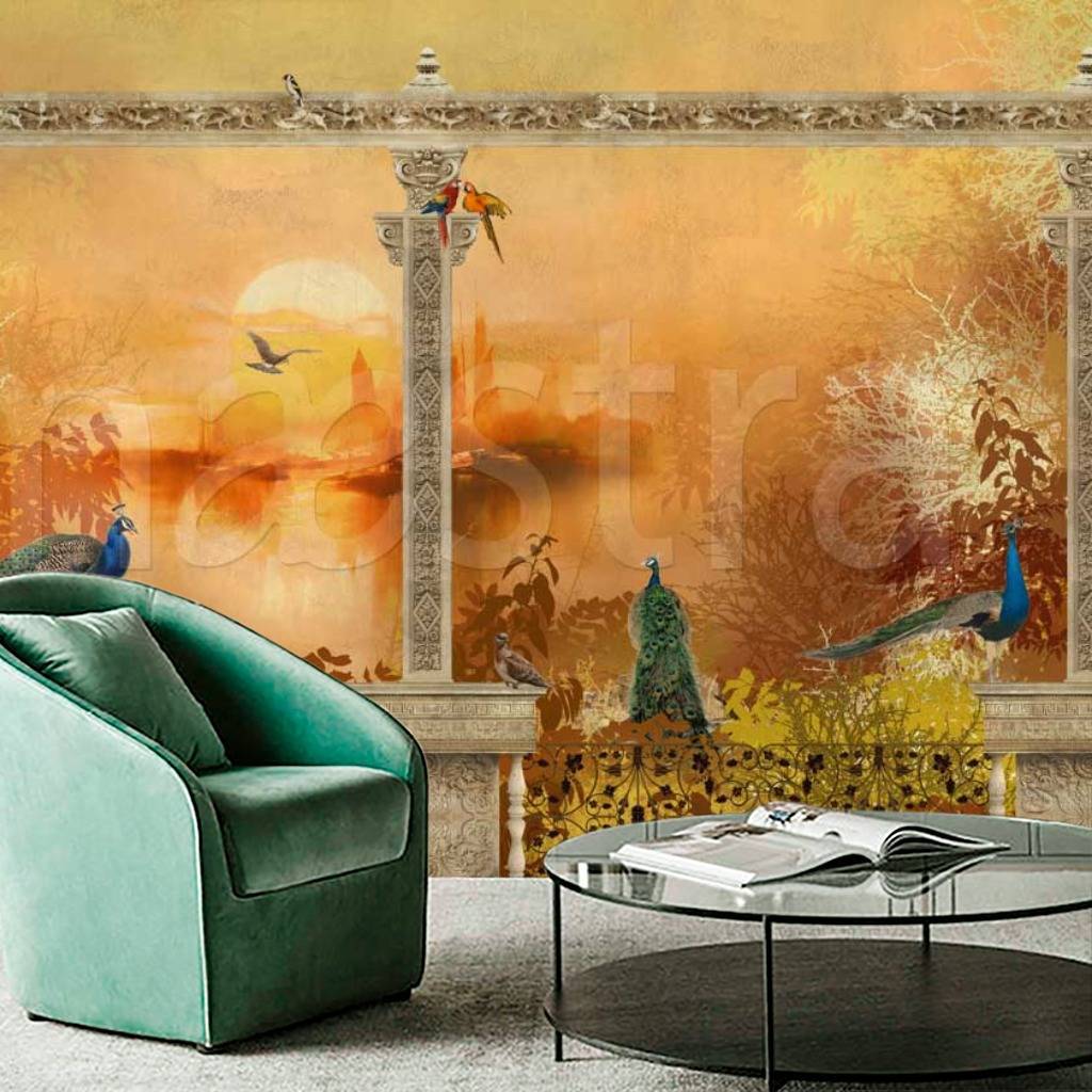 Фотообои Терраса с павлинами  11-043