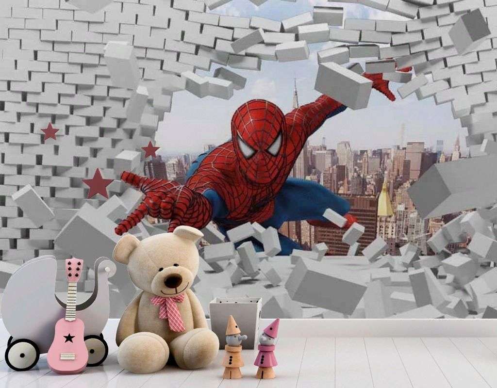 Фотообои в интерьере 3d спайдермен  17-7194 фото