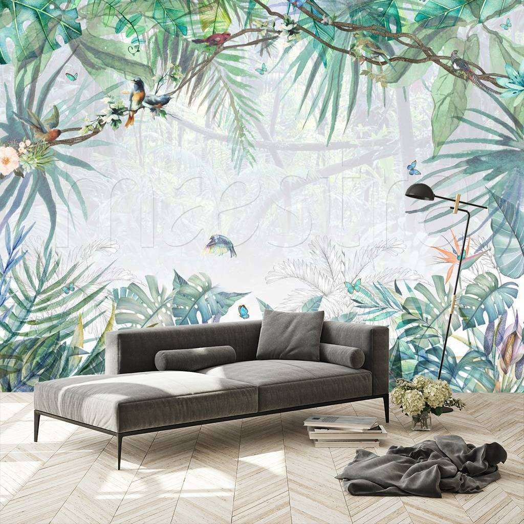 Фотообои Бесшовные обои на стену:  Тропические листья. Артикул: 7-790  