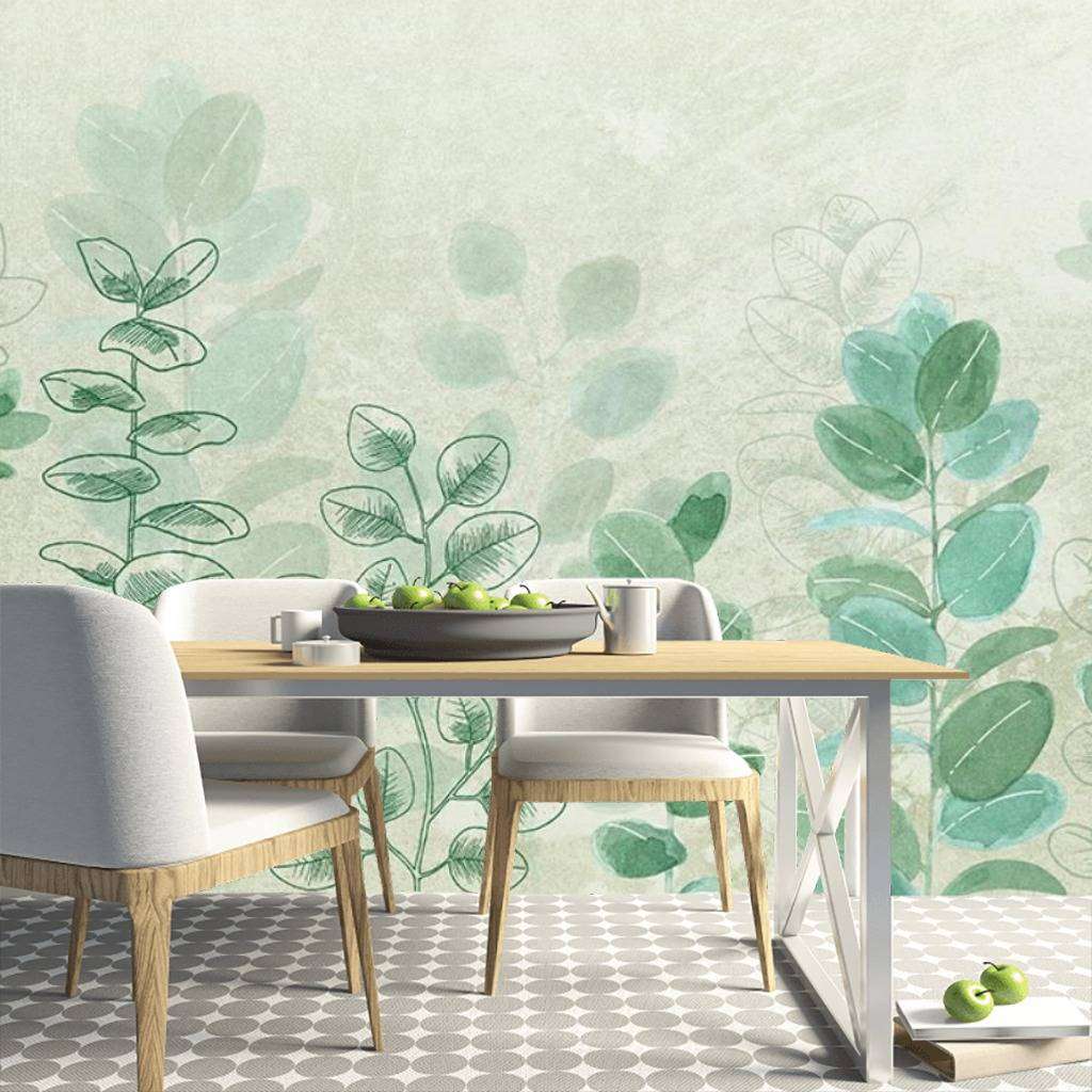 Фотообои в интерьере фон зеленый  15-466 фото