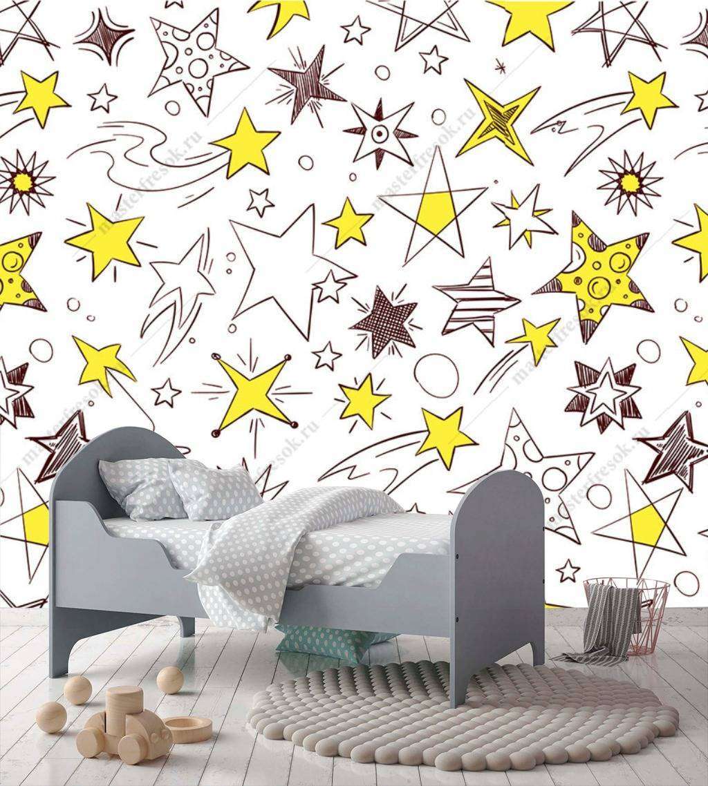 Фотообои в интерьере звездочки желтые  12-703 фото