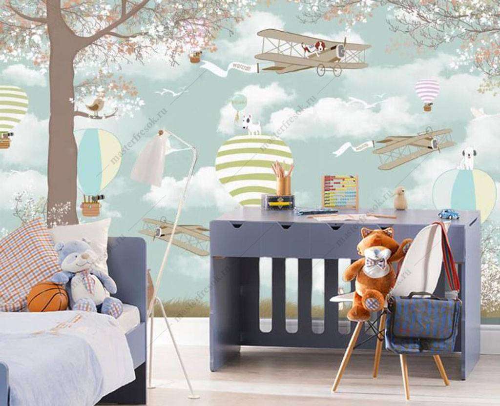 Фотообои в интерьере полет навоздушном шаре  16-043 фото