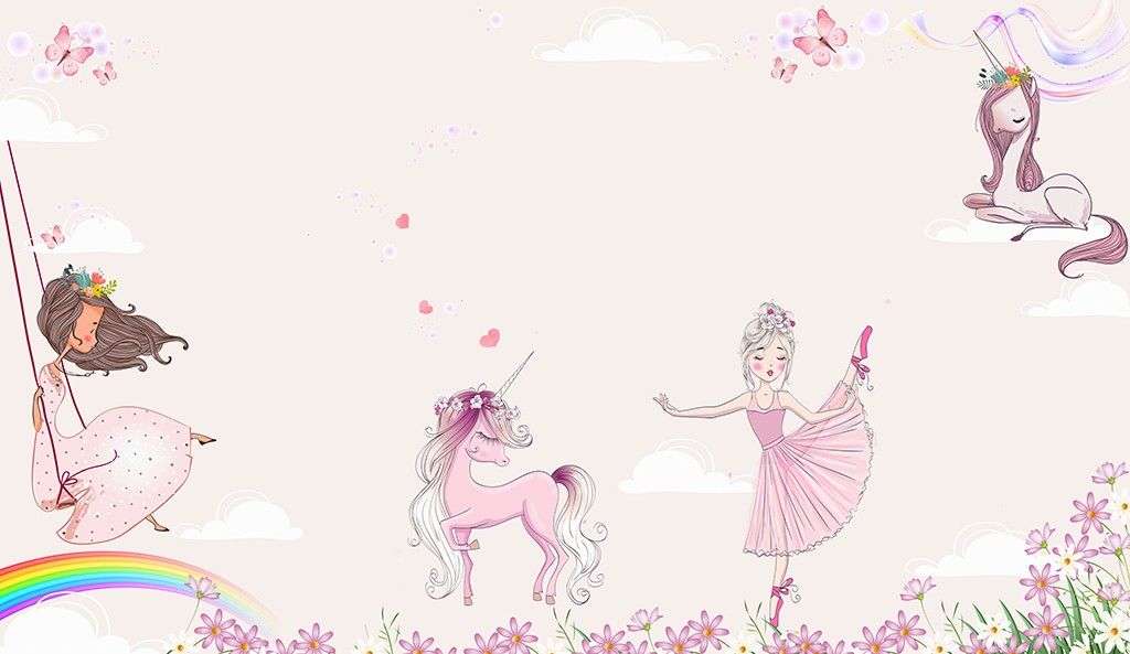 Фотообои в интерьере принцессы с единорогами  14-625 фото