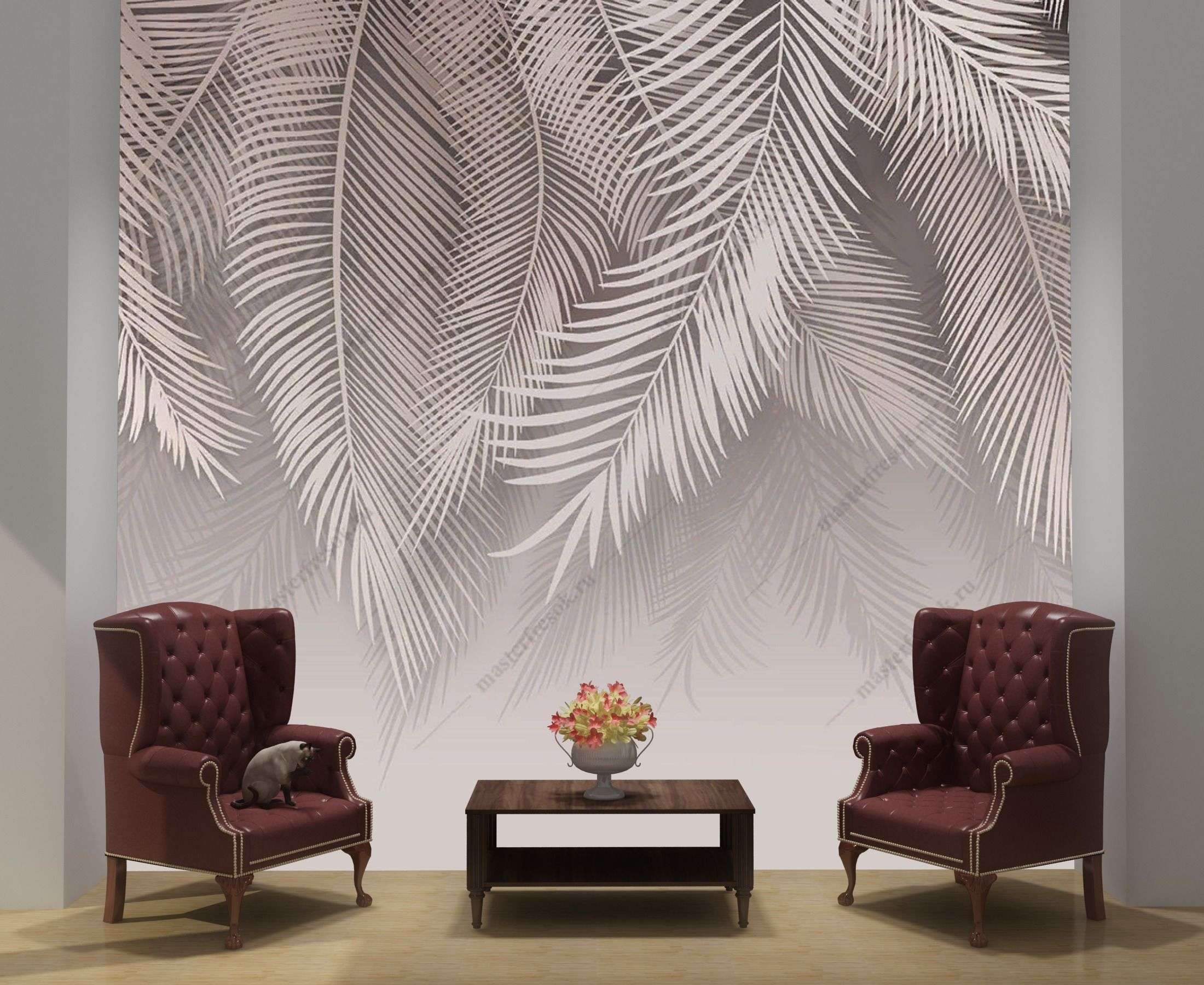 Фотообои в интерьере свисающие листья  9-1744 фото