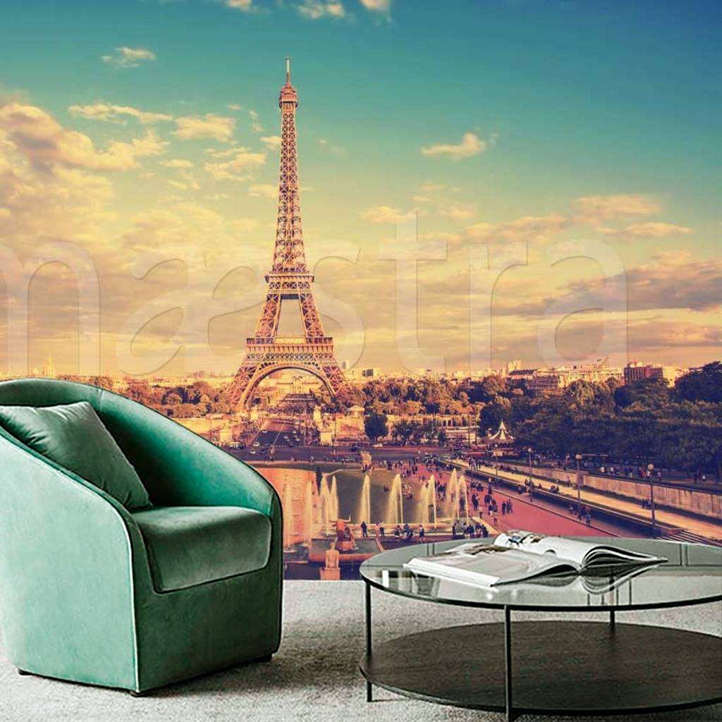 Фотообои Эйфелева башня в красных тонах  9-781