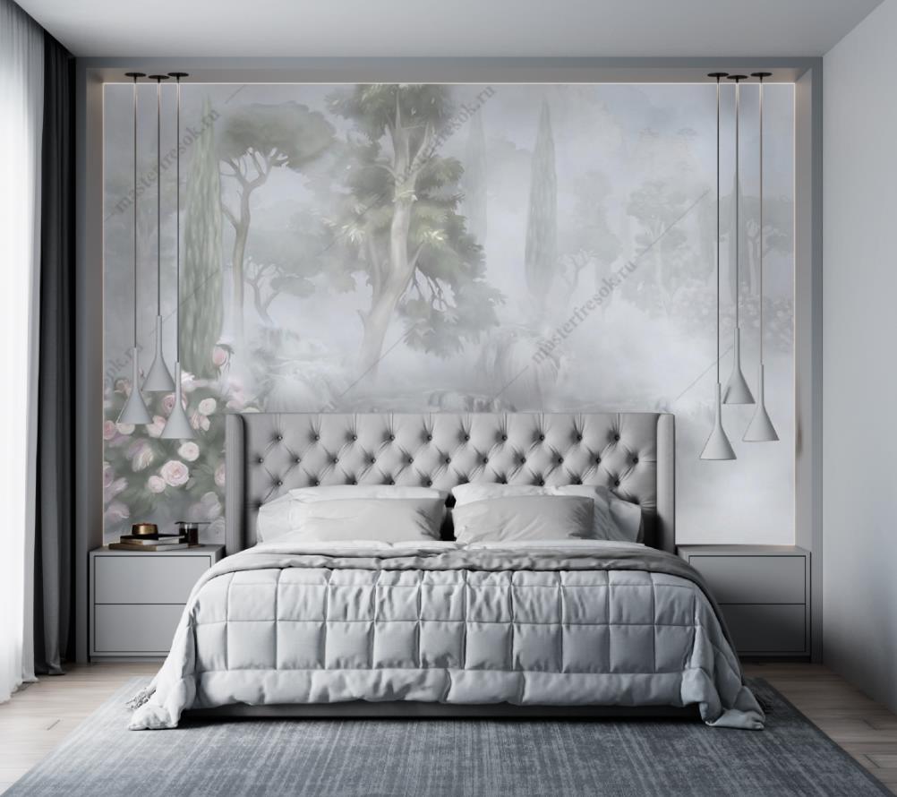 Фотообои Пейзаж туманный лес  13-386