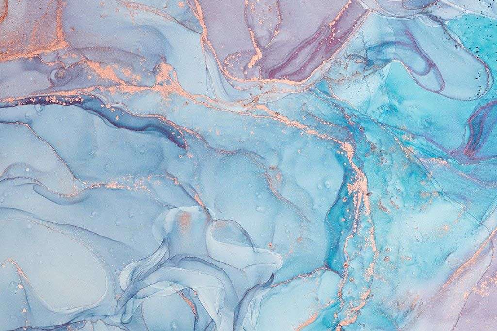 Фотообои в интерьере мрамор голубой с золотыми прожилками  9-1790 фото