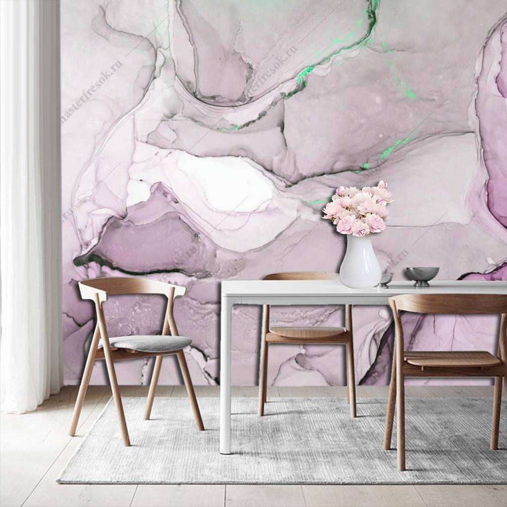 Фотообои в интерьере флюид арт серо-фиолетовый  9-1024 фото