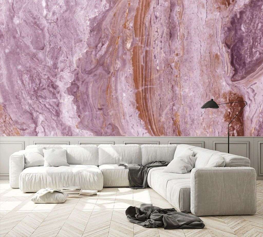 Фотообои в интерьере мрамор розовый  9-1798 фото