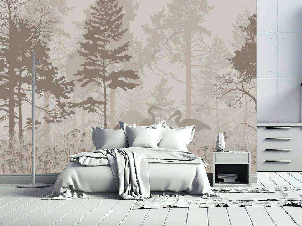 Фотообои в интерьере цапли в лесу  14-129 фото