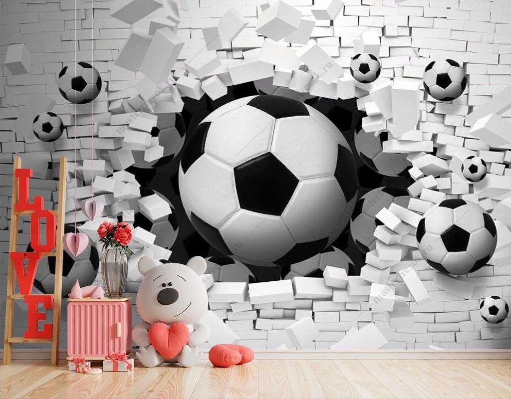 Фотообои в интерьере фтбольный стиль 3d  10-986 фото