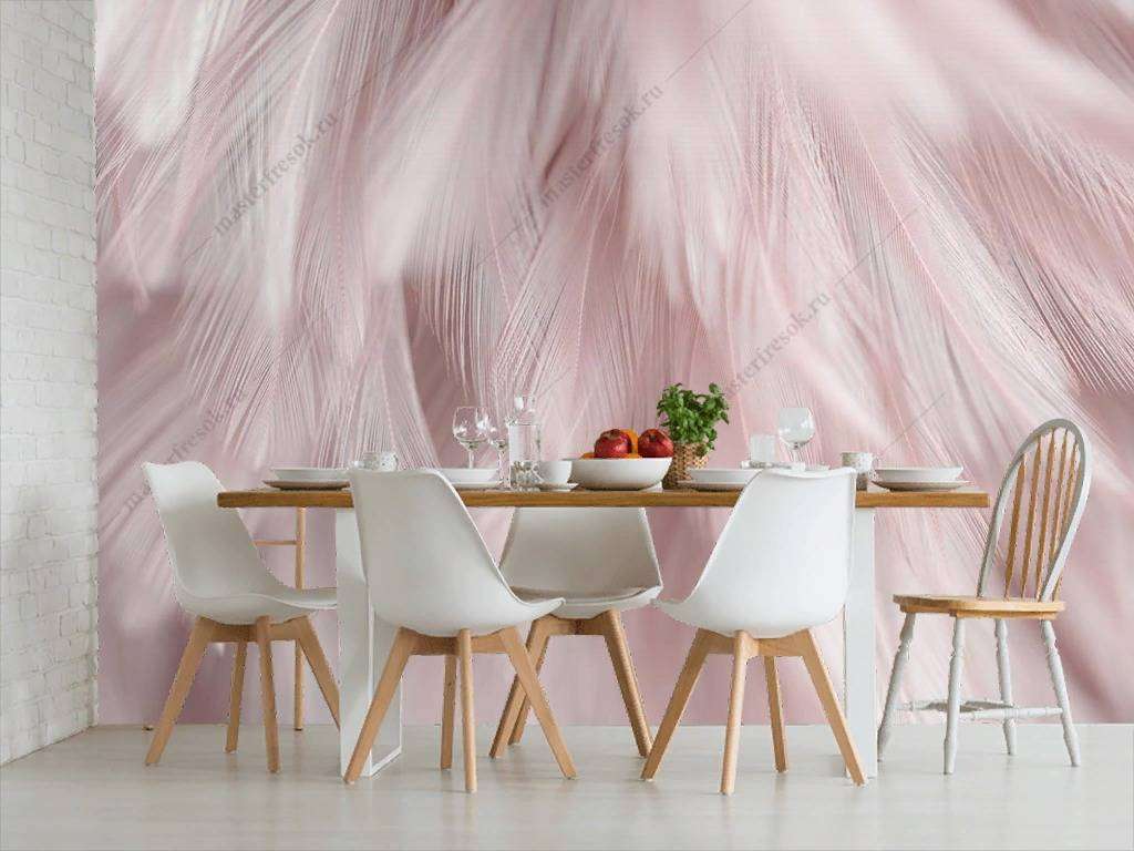 Фотообои в интерьере розовые перья  9-1224 фото