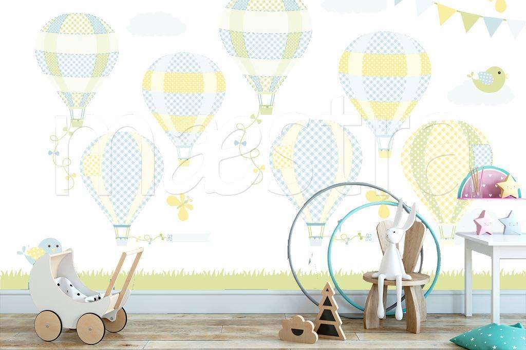 Фотообои в интерьере воздушные шары полосатые  12-460 фото