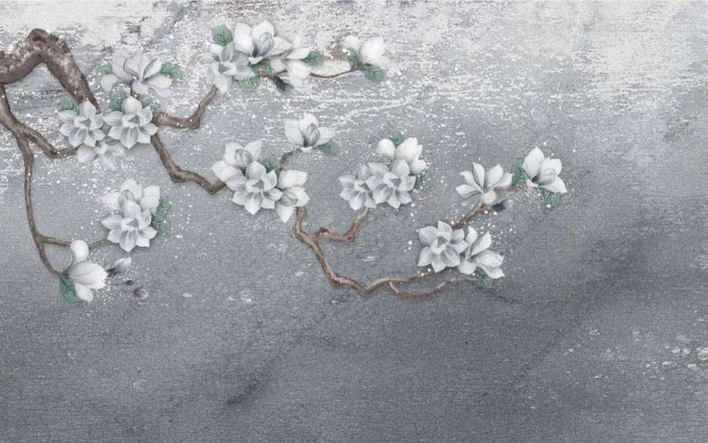 Фотообои в интерьере белые цветочки  15-869 фото