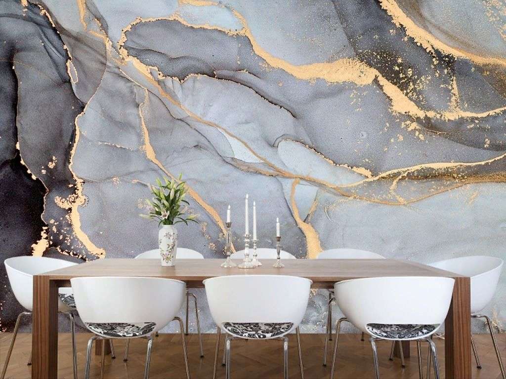 Фотообои в интерьере мрамор серый светлый  9-2052 фото