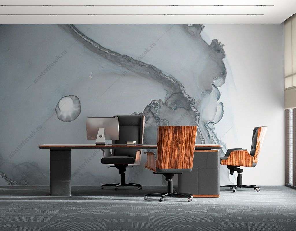 Фотообои в интерьере серые разводы мрамора  9-1572 фото