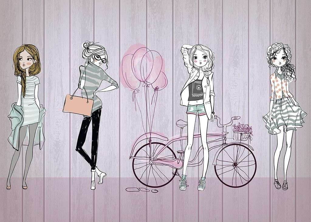 Фотообои в интерьере девочки на розовом фоне  14-362 фото