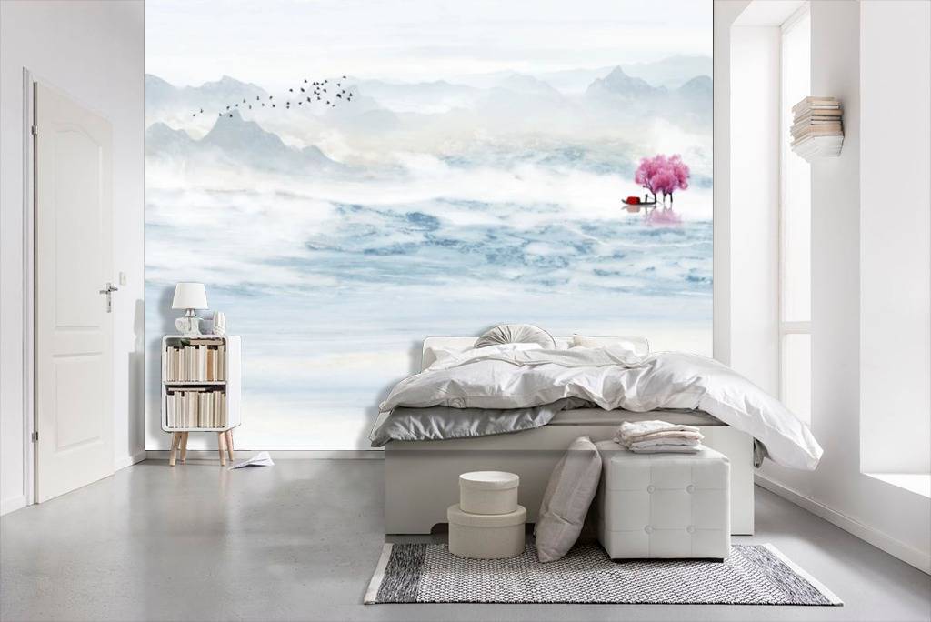 Фотообои Сакура на озере  15-658