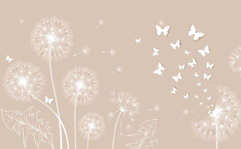 Фотообои в интерьере одуванчиковое поле  15-730 фото