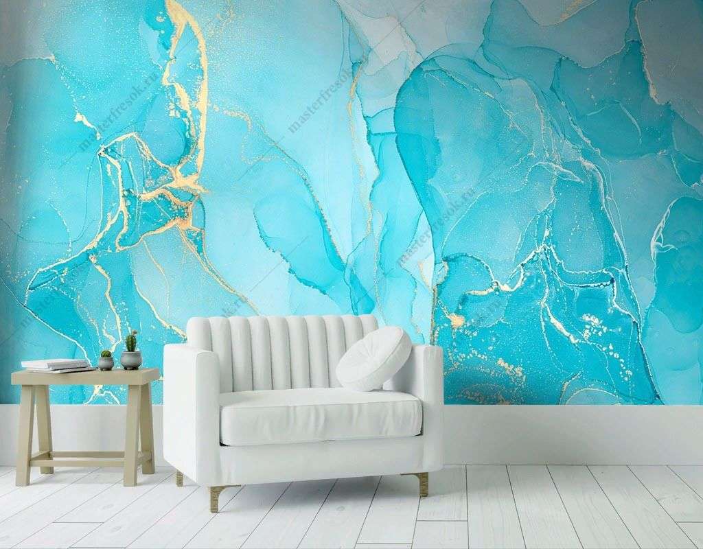 Фотообои в интерьере чернила голубые  9-1781 фото