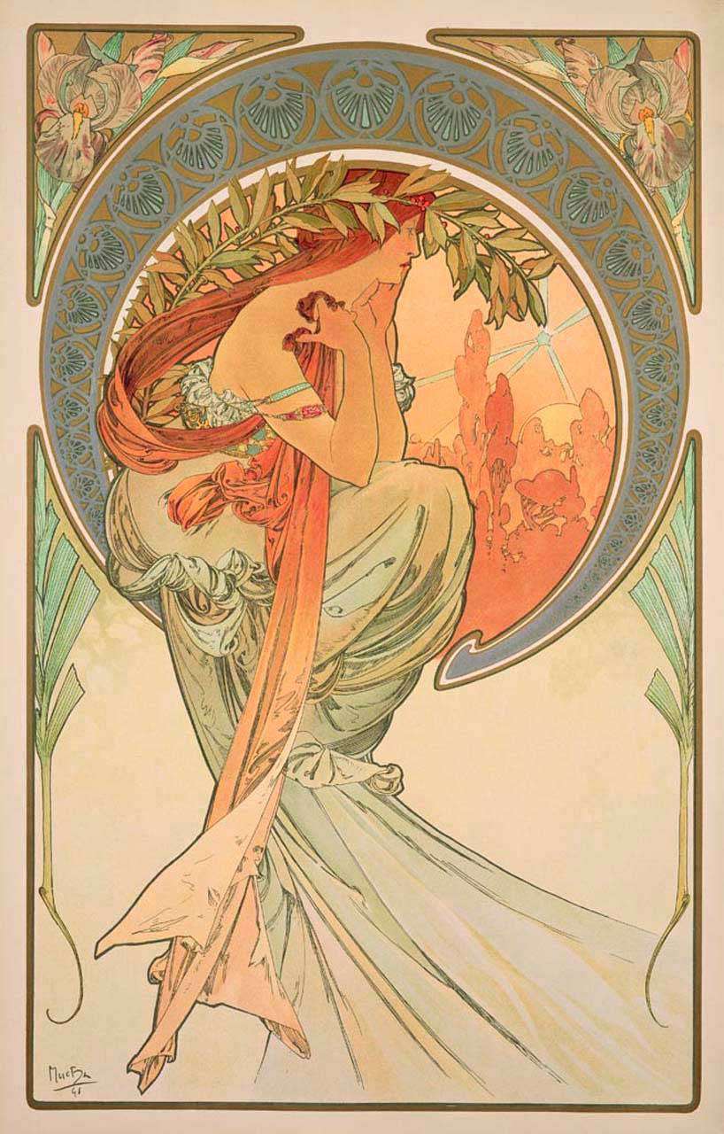 Фотообои в интерьере альфонс мариа муха – поэзия  8-179 фото