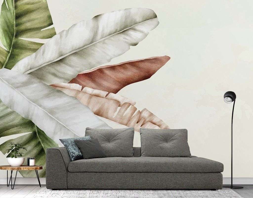 Фотообои в интерьере листья 3д стильные    14-772 фото
