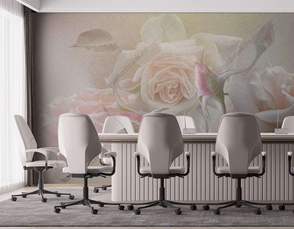 Фотообои в интерьере розы в тумане  13-429 фото