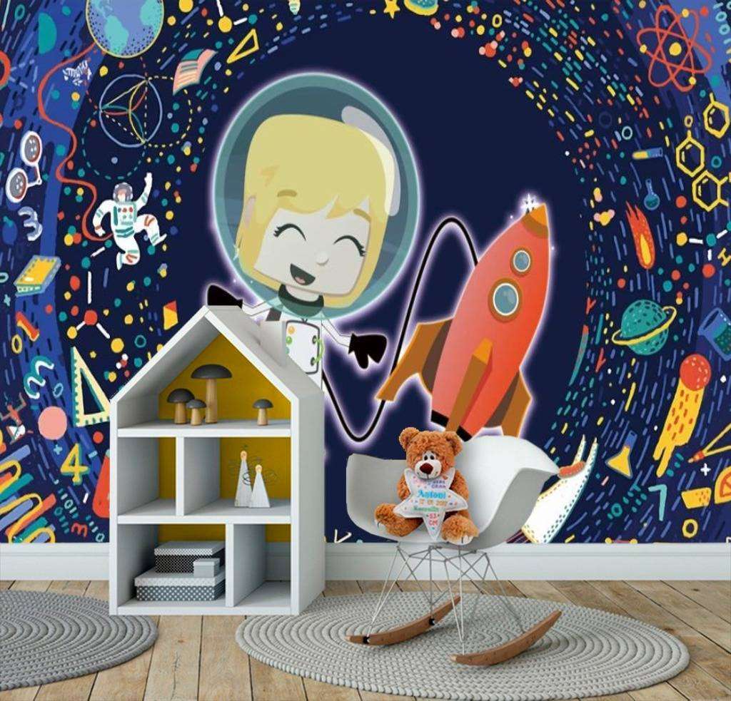 Фотообои в интерьере веселый космонавт  15-326 фото