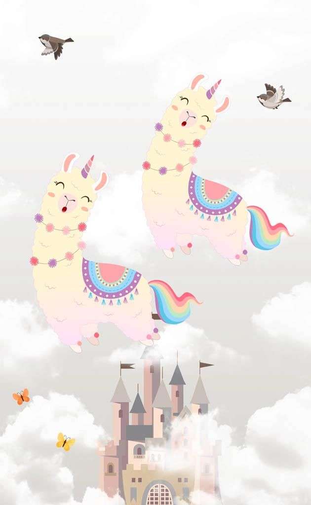 Фотообои в интерьере мультяшная альпака  14-265 фото