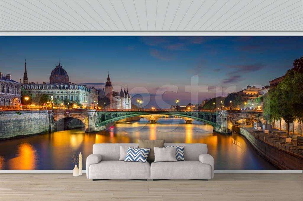 Фотообои Мост с огнями в Париже вечером  9-768