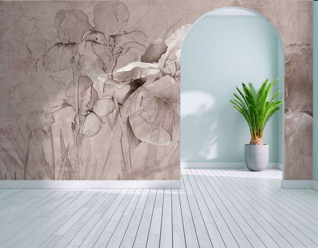 Фотообои в интерьере цветочная абстракция  13-417 фото