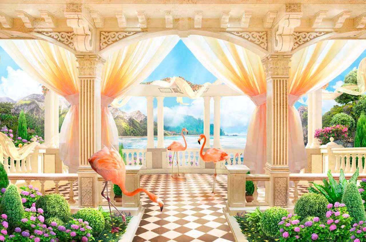 Фотообои в интерьере античная терраса с видом на море  11-068 фото