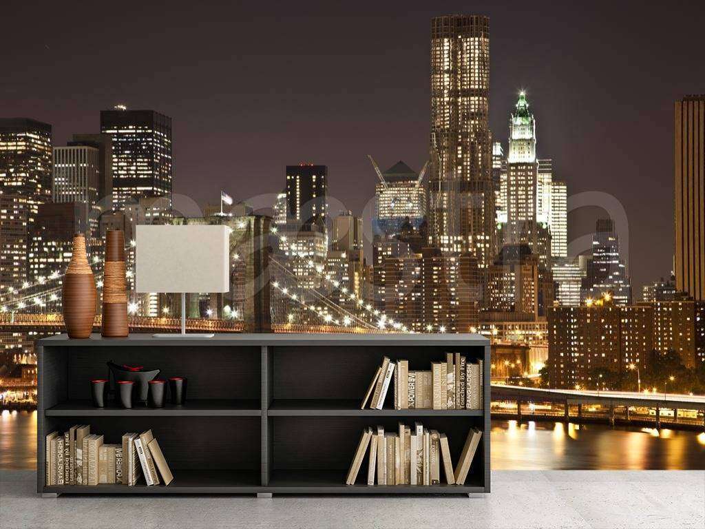 Фотообои в интерьере ночной мост нью йорка  9-803 фото