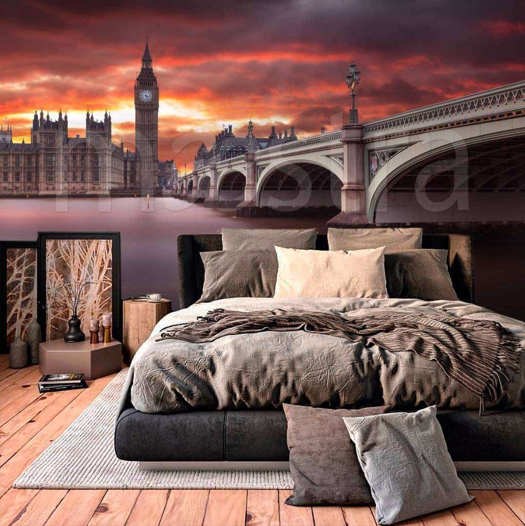 Фотообои в интерьере лондон на фоне заката  9-454 фото