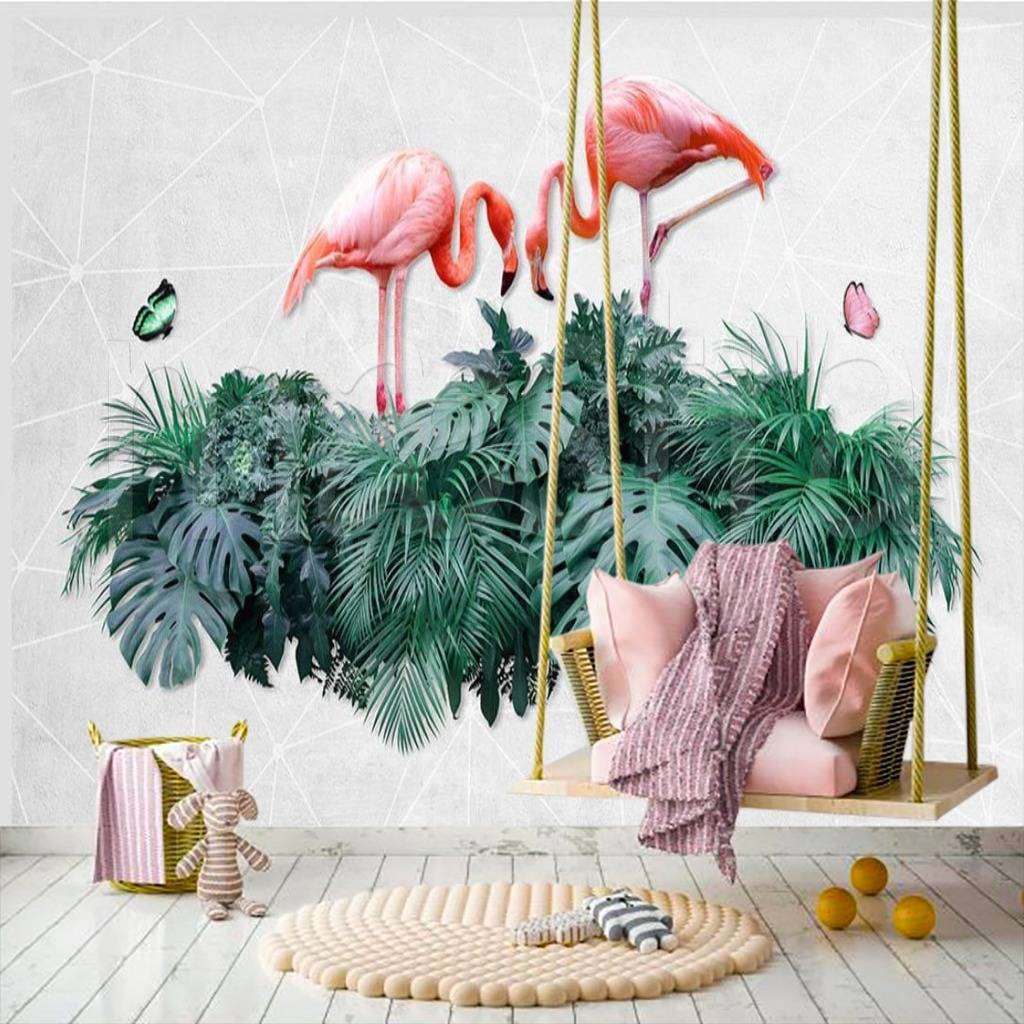 Фотообои в интерьере фламинго абстракция  15-518 фото