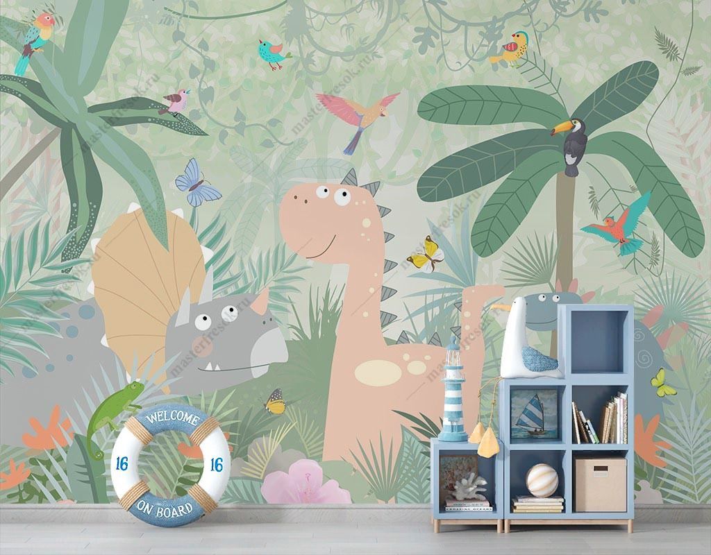 Фотообои Игривые динозаврики в детскую  12-1526