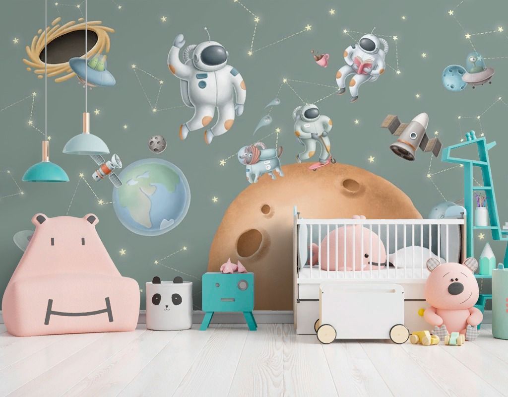 Фотообои детские. Космонавты на планете  12-1628