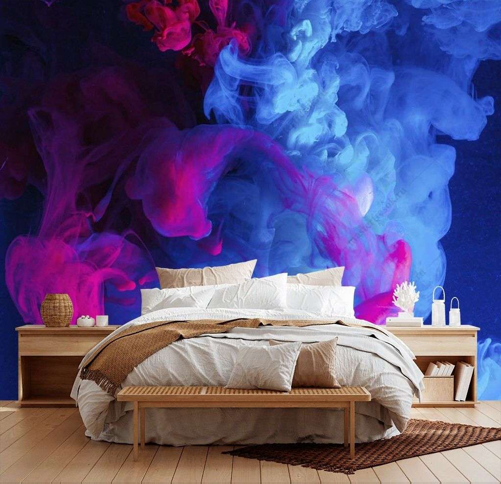Фотообои в интерьере цветной дым  9-1427 фото