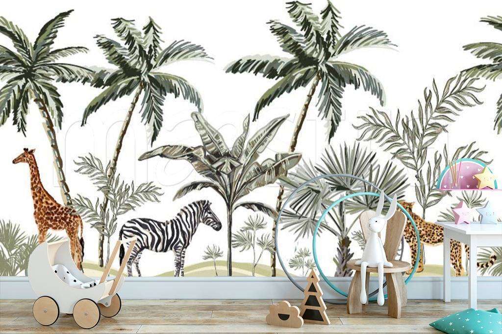 Фотообои Бесшовные обои на стену:  Животные в джунглях. Артикул: 12-485  