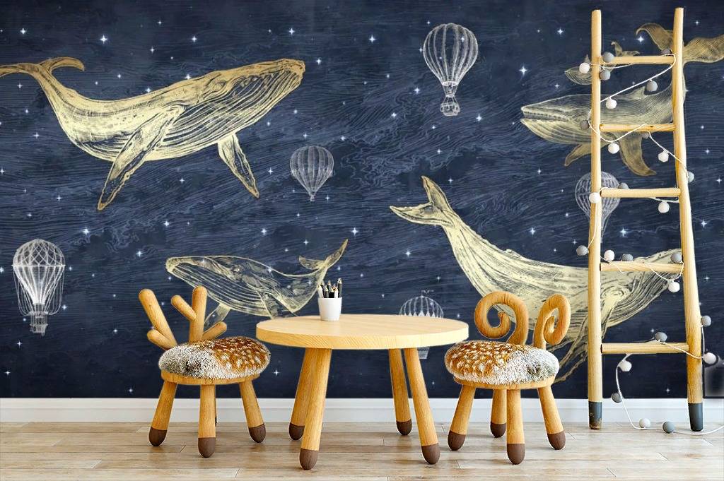 Фотообои Киты на синем фоне  14-165