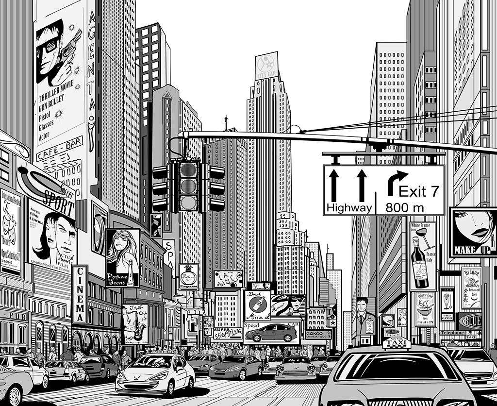 Фотообои в интерьере нью-йорк иллюстрация    14-779 фото