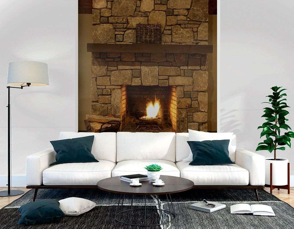 Фотообои в интерьере камин в спальне  9-2014 фото