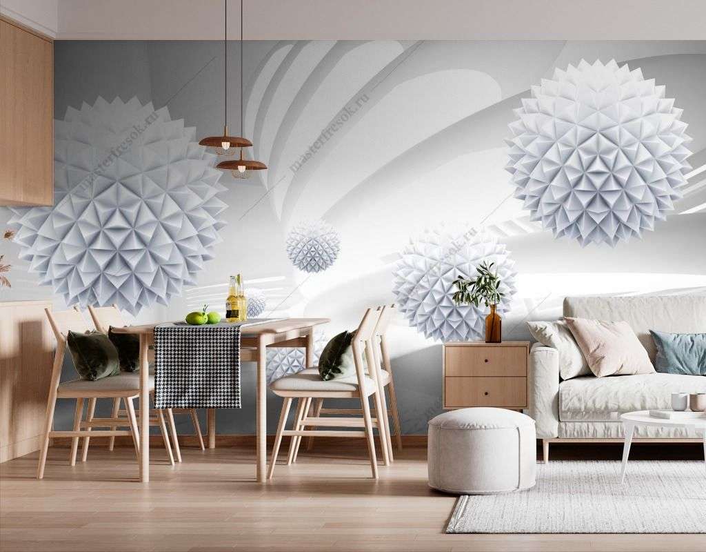 Фотообои в интерьере колючие сферы  14-295 фото