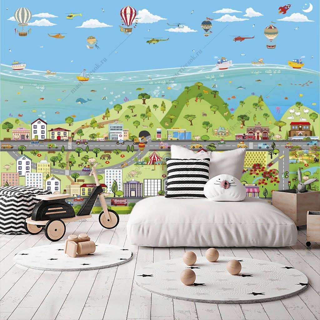 Фотообои Яркий городок в детскую  12-1199