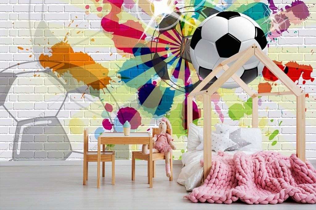 Фотообои в интерьере красочный футбол  14-345 фото