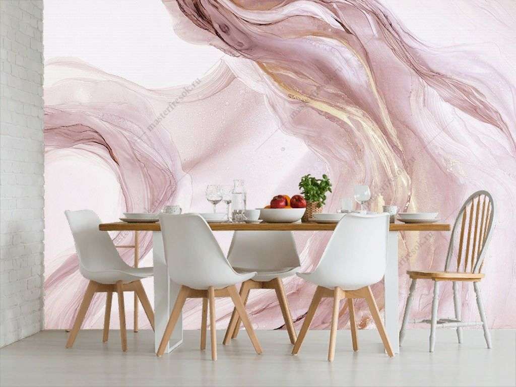 Фотообои в интерьере в спальню акварель и золото  9-1841 фото