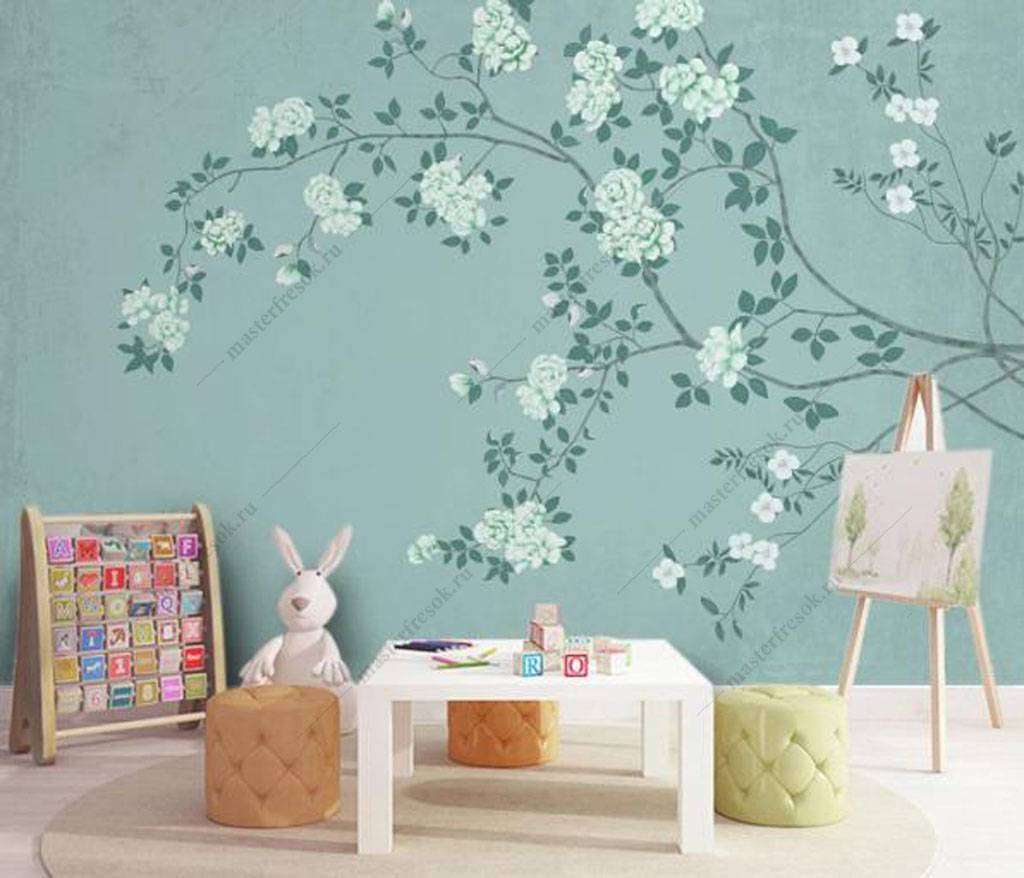 Фотообои в интерьере шинуазри магнолия  15-962 фото